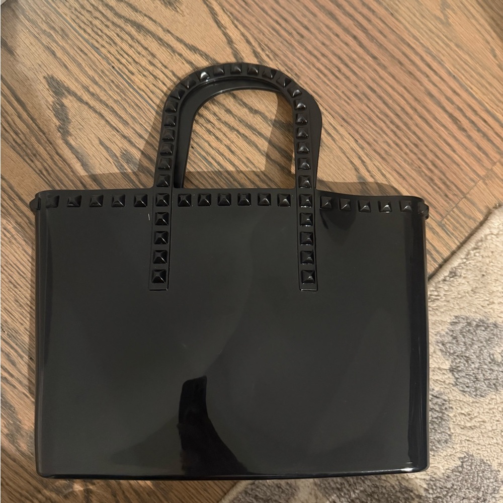 Saks Fifth Avenue Black Jelly Studded Tote Bag